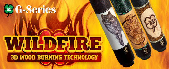 American Made Wildfire Wood Carving Pool Cues 